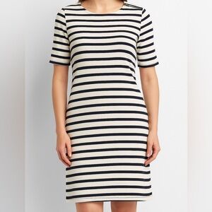 GAP Classic Nautical Navy Stripe Cotton Dress Shoulder Zip Minimalist Size L
